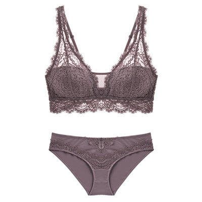 Laceless Bra Gathering Bra Lace Bra Set - Image 4