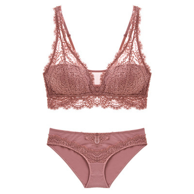 Laceless Bra Gathering Bra Lace Bra Set - Image 3