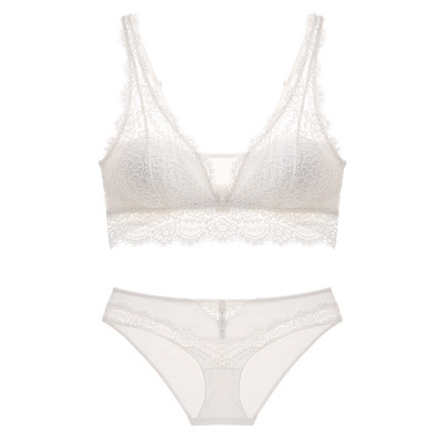 Laceless Bra Gathering Bra Lace Bra Set - Image 5