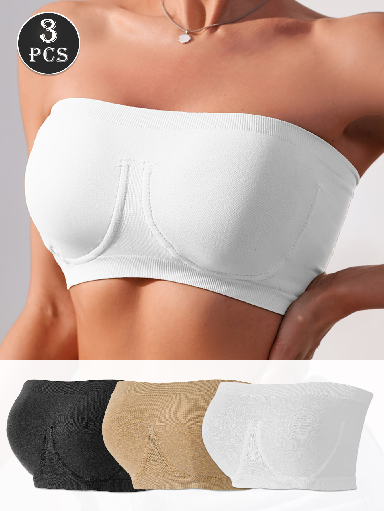 Strapless Seamless Bandeau Bra (Pack of 3)