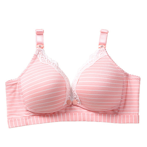 Pure Cotton Maternal Breastfeeding Bra, Lace Non-Wireless Underwear, Front Buckle Nursing Bra