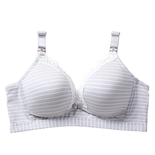 Pure Cotton Maternal Breastfeeding Bra, Lace Non-Wireless Underwear, Front Buckle Nursing Bra - Image 4